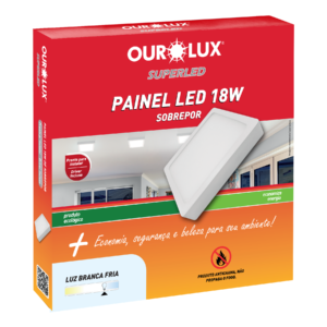 PAINEL LED SOBREPOR OUROLUX, 18W BIV 6500K QUADRADO