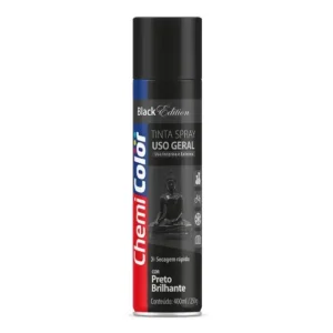 TINTA SPRAY CHEMICOLOR USO GERAL 400ML 250G PRETO BRILHANTE