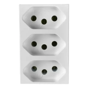 Tomada T Adaptador Triplo 3 Pinos Monobloco 20a 250v Branco