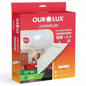 LUMINARIA EMBUTIR LED QUAD 18W 6500K LUZ BRANCA OUROLUX