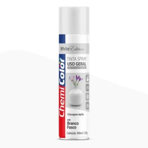 Tinta Spray Uso Geral Branco Fosco 400Ml Chemicolor