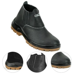 BOTA SEGURANCA CRIVAL, MATERIAL COURO HIDROFUGADO IMPERMEAVEL, SOLA BORRACHA , COR PRETA